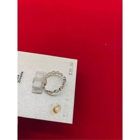 Sterling Silver Heart Ring with Purple Stone CZ Pinky Ring Gift Idea Cute - Picture 4 of 4